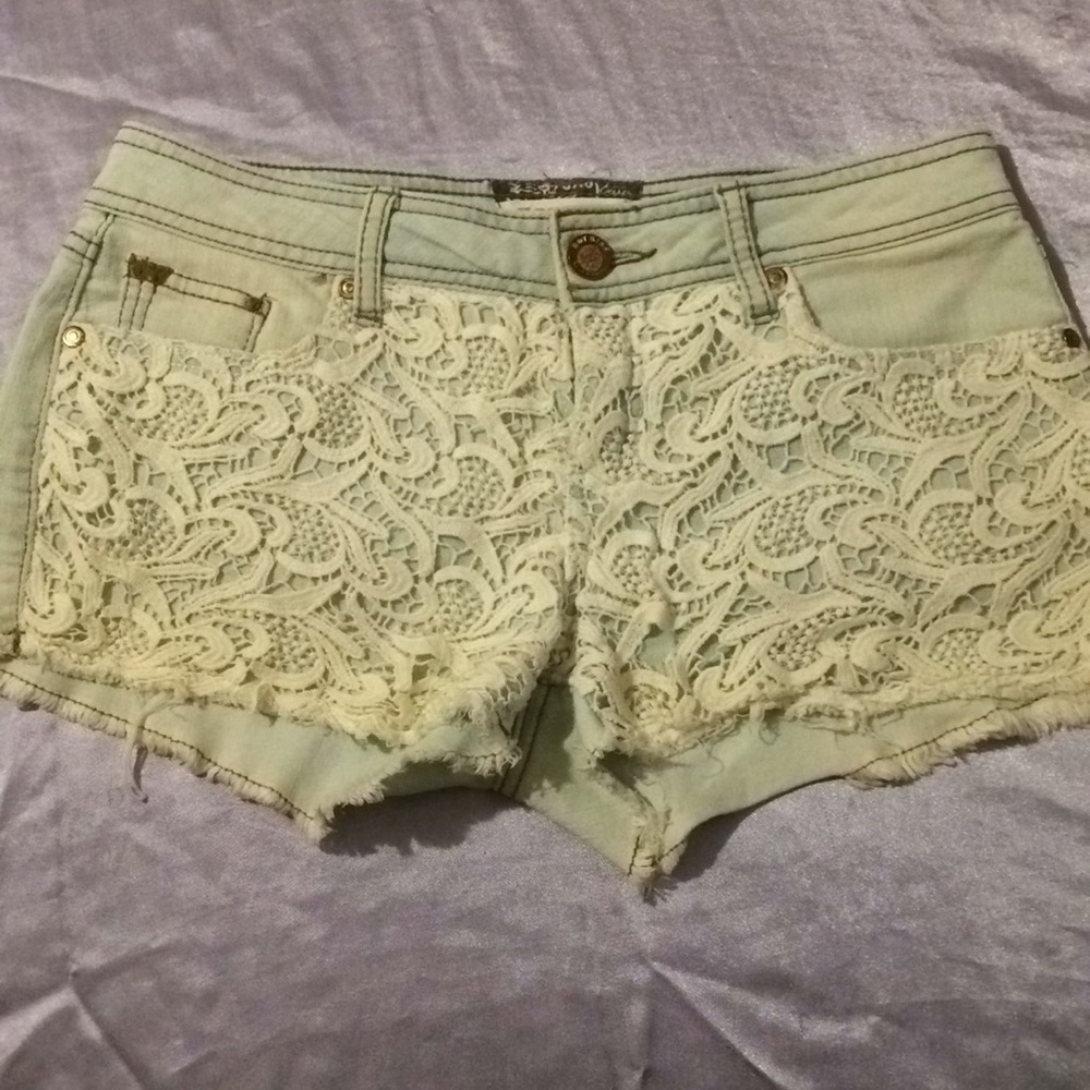 Light Wash Embroidered Jean Shorts